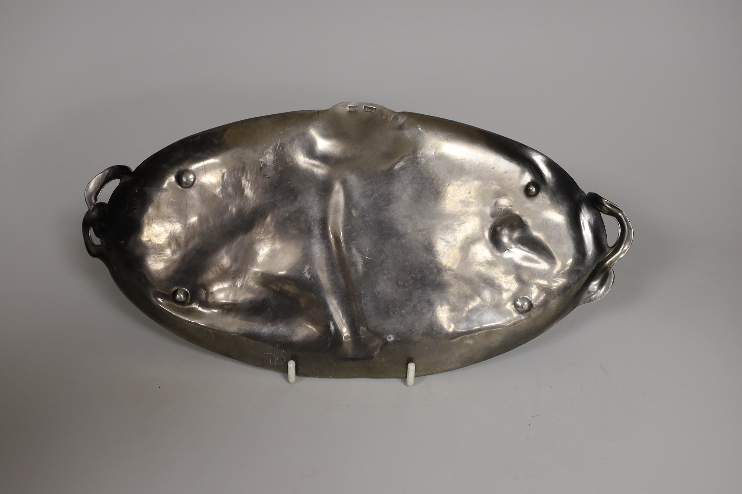 A WMF art nouveau Britannia metal dish, 27.5cm